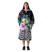 Just Cavalli Blommigt Lång Parka Multicolor, Dam