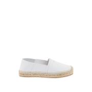 Salvatore Ferragamo Läder Espadriller med Gyllene Logotyp White, Dam