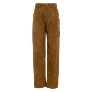 MVP wardrobe Högmidjade mocka straight-leg byxor Brown, Dam