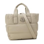 Moncler Quiltad Nappa Läder Mini Väska Beige, Dam