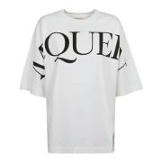 Alexander McQueen Vit Logo Print Oversized T-Shirt White, Dam