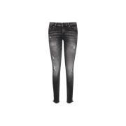 Guess Grå Skinny Jeans med Metalllogotyp Gray, Dam