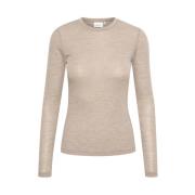 Gestuz Ninia GZ LS Ull Rundhals Noos Sand Melange Beige, Dam