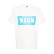 Msgm Logo Print Bomull T-shirts och Polos White, Herr
