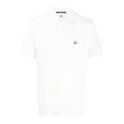 C.p. Company Vit Bomullspolo med Logo White, Herr