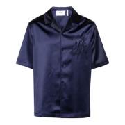 Axel Arigato Twisted A Navy Blue Satin Skjorta Blue, Herr