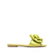 Paloma Barceló Calipso Satin Blomster Applique Sandaler Green, Dam