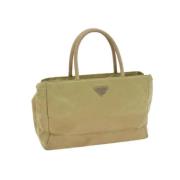 Prada Vintage Pre-owned Nylon handvskor Beige, Dam