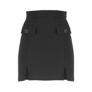 Elisabetta Franchi Svart Minikjol med Framflik Black, Dam