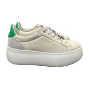 Paciotti Vita Lädersneakers med Grön Insats White, Dam