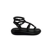 ASH Svart Läder Öppen Sandal Black, Dam