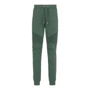 Balmain Bomulls sweatpants med flocked Paris logo Green, Herr