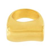 Dansk Copenhagen Modig Guld Chunky Bar Statement Ring Yellow, Dam