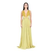 Elisabetta Franchi Cedar Red Carpet Jersey Lurex Klänning Yellow, Dam