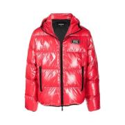 Dsquared2 Röd Glänsande Vadderad Jacka med Svart Logopatch Red, Herr