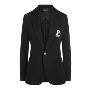 Polo Ralph Lauren Dubbelstickad Jacquard Blazer Jacka Black, Dam