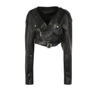 Rick Owens Svart Micro Bikerjacka Black, Dam