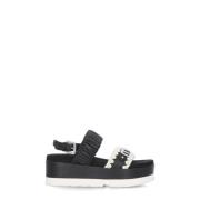 Mou Flat Sandals Black, Dam