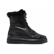 Baldinini Svarta Ankelboots Casual Stängda Platta Black, Dam