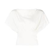 Rick Owens Casual Cropped Sleeve Blouse Beige, Dam