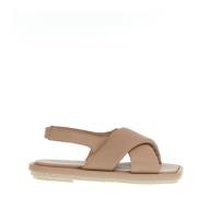 Patrizia Bonfanti Naken läder kors sandal Beige, Dam