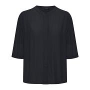 Soaked in Luxury Elegant Svart Blus med Korta ärmar Black, Dam