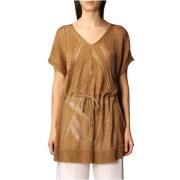 Twinset Lurex Maxi Tröja med Öppen Stickning Brown, Dam