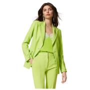 Twinset Satinblazer med knappstängning Green, Dam