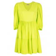 Twinset Fluorescerande Plisserad Kort Klänning Yellow, Dam