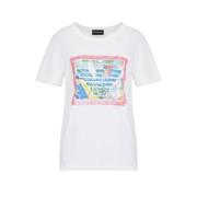 Emporio Armani Kortärmad vattenfärgslogga T-shirt White, Dam