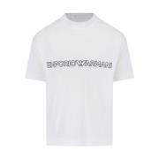 Emporio Armani Vit Logotyp Bomull T-shirt Kort Ärm White, Herr