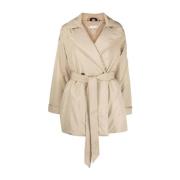 Tommy Hilfiger Beige Vadderad Peacoat Trench Coat Beige, Dam