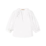 Twinset Blommig Patch Poplin Blus White, Dam