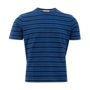 Gran Sasso Blårandig Bomull T-shirt, Regular Fit Blue, Herr