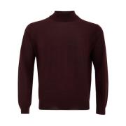 Ferrante Merino Ull Half-Zip Tröja i Burgundy Red, Herr