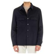 Ermenegildo Zegna Blå Cashmere Overshirt med Fickor Blue, Herr