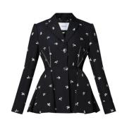 Erdem Blommig Jacquard Peplum Blazer Blue, Dam