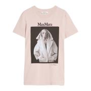 Max Mara Ikonisk Valido T-shirt med Unikt Tryck Pink, Dam