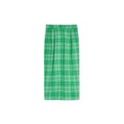 Sportmax Rutig Pennkjol Ss22 Green, Dam