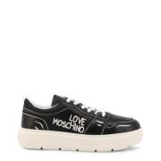 Love Moschino Lädersneakers med feminin touch Black, Dam