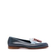 Santoni Braided Tassel Loafers Blue, Dam