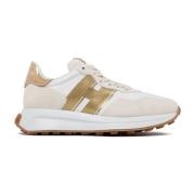 Hogan Beige Low-Top Sneakers med Metallic Detalj Beige, Dam