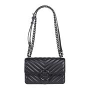 Pinko Love One Mini Chevron Färgblock Väska Black, Dam