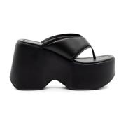 Vic Matié Mjuka Svarta Nappa Kalvläder Flip-Flops Black, Dam