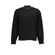 Calvin Klein Svart bomullströja med långa ärmar och logotyp Black, Her...