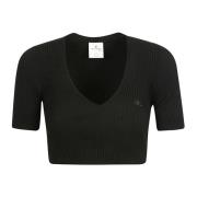 Courrèges V-neck Knitwear Black, Dam