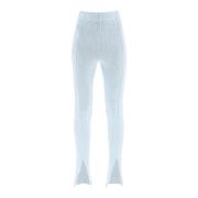 Rotate Birger Christensen Flared Bouclé Stickade Leggings Blue, Dam