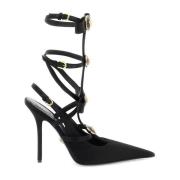 Versace Silk Slingback pumps med rosettband Black, Dam