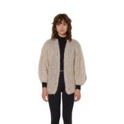 Maiami Fluffy Mohair Cardigan i Beige Beige, Dam