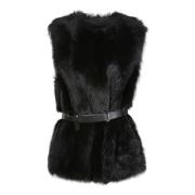 1972 Desa Svart Shearling Väst Black, Dam